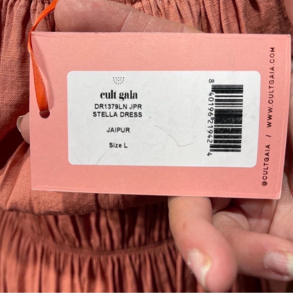 Cult Gaia NWT Pink Stella Linen-blend Midi Dress size Large - Picture 9 of 10
